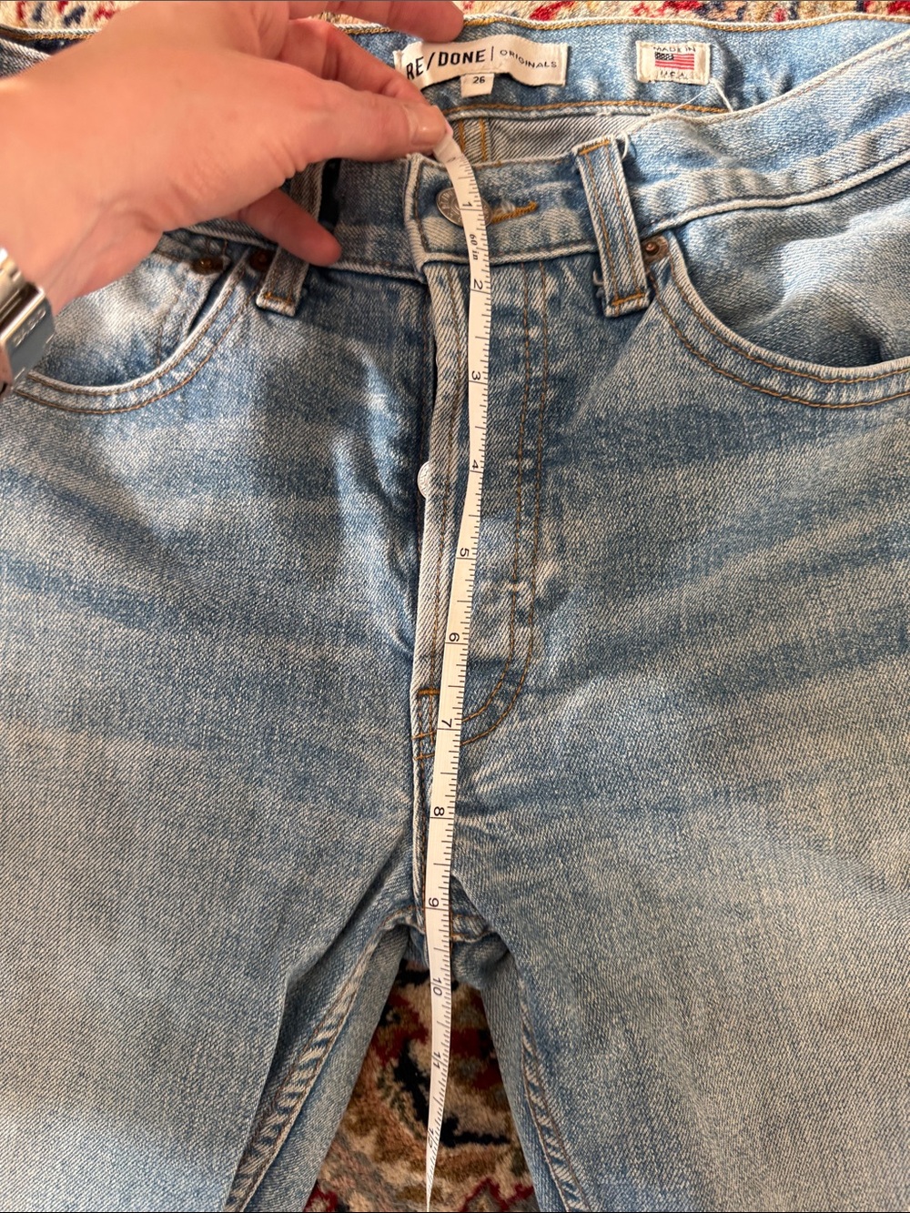 Re/Done Faded Light Blue Slim Straight Jeans - Picture 7 of 9